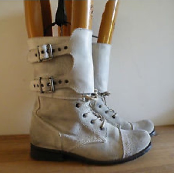 All Saints Distressed Suede Moto Boot - Picture 2 of 2